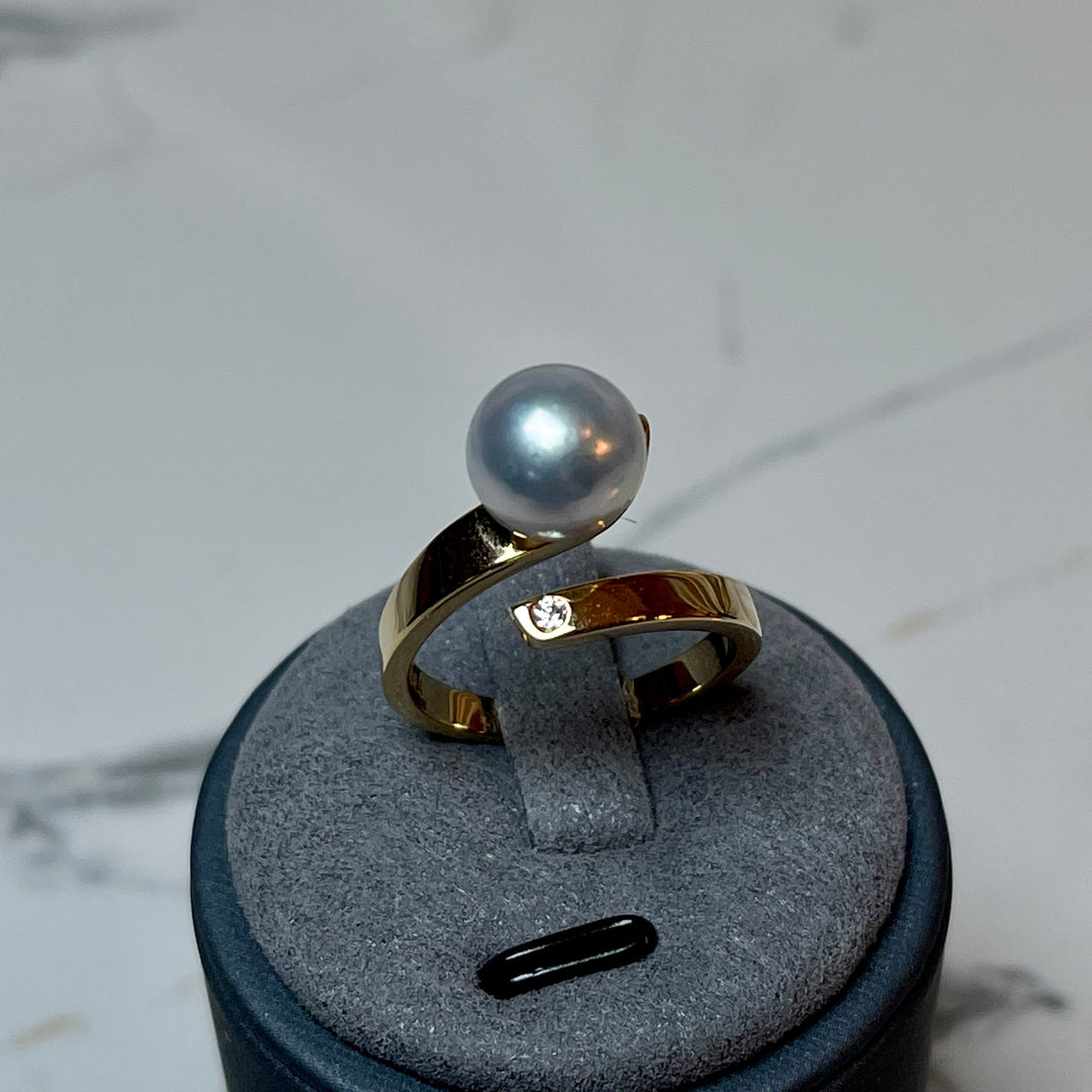 Akoya Pearl Rings on Gold Band