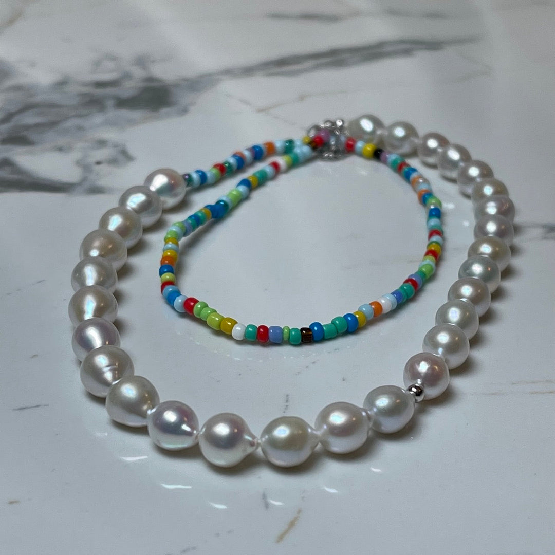 Baroque Pearl and Color Beaded Necklace