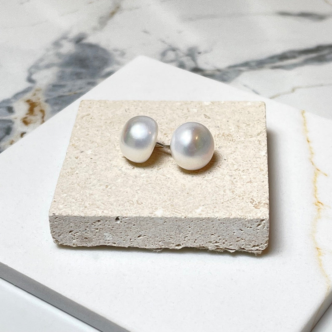 Freshwater Bun Shape Pearl Studs