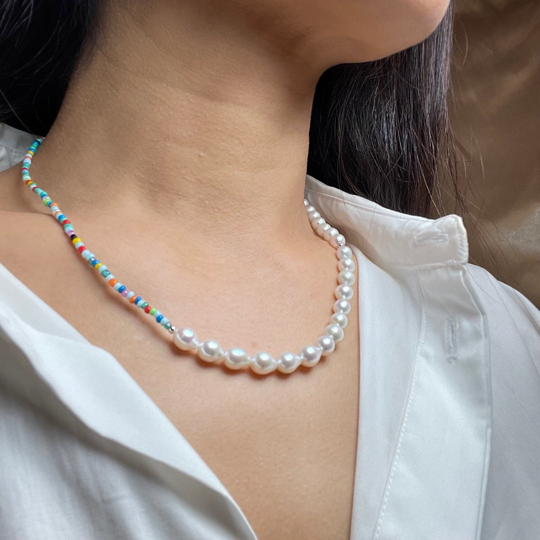 Baroque Pearl and Color Beaded Necklace